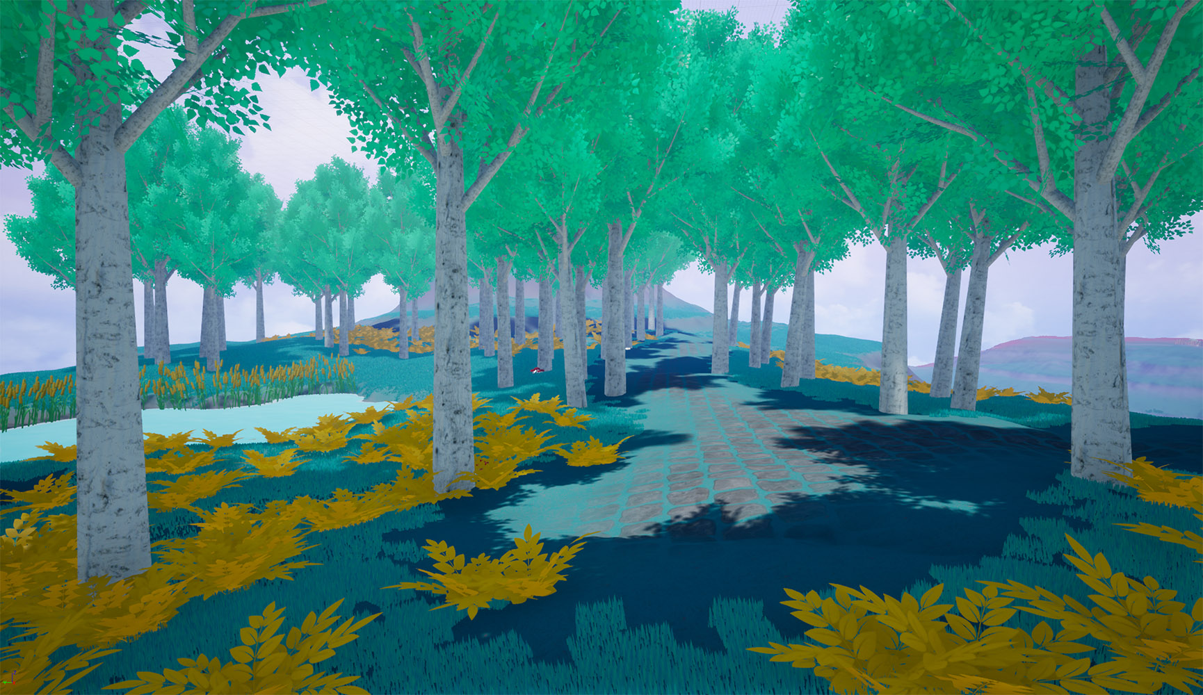 game screenshot, a path in a forest